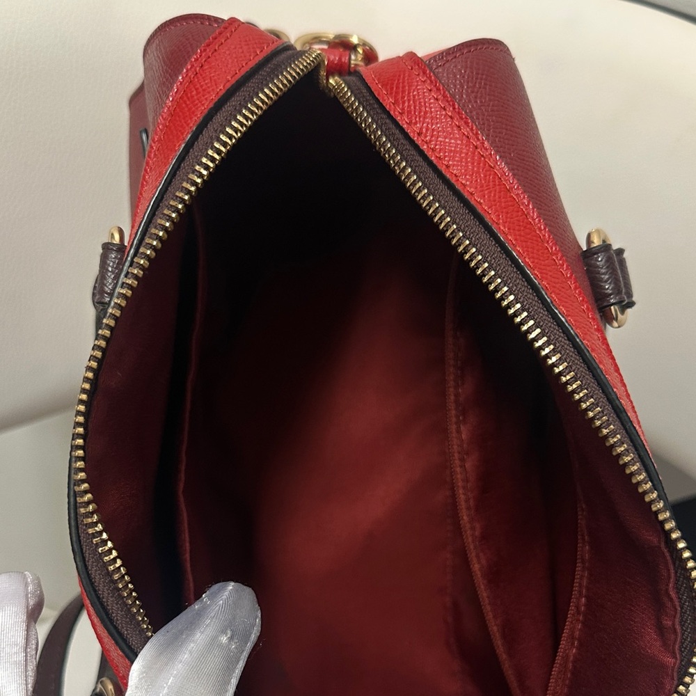 Coach Rowan Satchel Colorblock Deep Scarlet Multi, 2 in 1 Coach Boston style Bag - Picture 9 of 17
